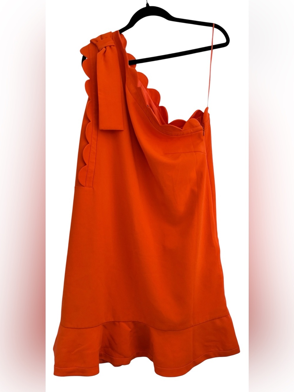 Victoria Beckham x Target Orange Bow One Shoulder Scallop Dress, Size 1X - EUC - Picture 2 of 10